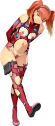  arms_behind_back bertha_bernstein blush_stickers boots earrings female gradient_hair hairband head_tilt jewelry knee_cutout long_hair looking_at_viewer multicolored_hair navel official_art orange_hair red_eyes red_hair red_thighhighs smile solo super_robot_wars super_robot_wars_x-omega thigh_boots thighhighs transparent_background twintails watanabe_wataru_(character_designer) 