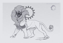  braided_hair braided_mane felid feral gorbitu gorchivata hair human_faced_feral humanoid_face humanoid_pointy_ears lion lomibu male mammal mane monochrome mythological_creature mythological_sphinx mythology pantherine paws solo tattoo tense 