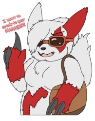  absurd_res alpha_channel angry anthro bag breasts claws darknetic digital_media_(artwork) english_text eyebrows eyewear featureless_breasts female feral flat_colors fluffy fur generation_3_pokemon glasses hi_res karen_(pejorative) markings nintendo open_mouth pokemon pokemon_(species) red_body red_fur red_markings solo tail text tongue white_body white_fur zangoose zangtober_2020 