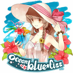  blue_hawaii bracelet braid breasts brown_eyes brown_hair camisole cleavage crazy_straw drink drinking_straw female flower food fruit hair_flower hair_ornament hat heart_straw hibiscus jewelry medium_breasts orange_(fruit) original pineapple ribbon single_braid smile solo striped striped_ribbon sun_hat sunflower tropical_drink wavy_hair waxwa 