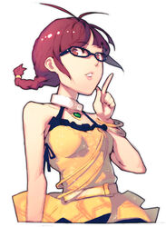  akizuki_ritsuko bad_id bad_pixiv_id bracelet braid brown_hair ekao female glasses hands idolmaster idolmaster_(classic) jewelry live_for_venus_(idolmaster) photoshop_(medium) solo 