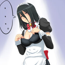  amagami black_hair breasts cleavage commentary_request female hiba_manaka maid maid_headdress medium_breasts solo toki_(tokihakashi) 