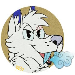  1:1 2017 blue_ears canid canine canis fangs fur headshot_portrait icon mammal may825 portrait scar shadow solo teeth toony white_body white_fur wolf 