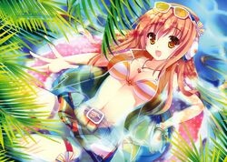  beatmania bikini brown_hair cleavage hinata_momo long_hair swimsuit umegiri_iroha water 