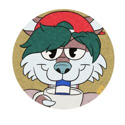  1:1 2017 canid canine cuphead_(game) drinking headshot_portrait icon mammal may825 mugman portrait solo toony 