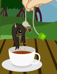  2017 absurd_res badumsquish beverage container cup dripping equid equine fan_character female hasbro hi_res horn mammal my_little_pony mythological_creature mythological_equine mythology ponification saucer solo tea tea_bag unicorn what_has_magic_done what_has_science_done 