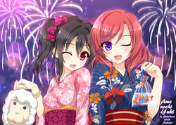  ame_nochi_yuki ame_to_yuki love_live! nishikino_maki yazawa_nico yukata 