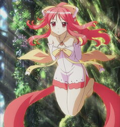  anime_screenshot barefoot female garnet_(shukufuku_no_campanella) highres shukufuku_no_campanella solo stitched third-party_edit 