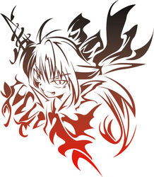  bad_id bad_pixiv_id bow female grin hairbow horns ibuki_suika konoe_yuba monochrome smile solo touhou 