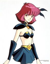  armor artist_request bikini bikini_armor black_armor black_bikini black_headband black_skirt dark_valis female gem headband kirishima_reiko midriff miniskirt mugen_senshi_valis navel official_art red_eyes red_hair short_hair shoulder_pads simple_background skirt solo source_request swimsuit upper_body vambraces white_background 