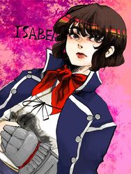  brown_eyes brown_hair coat commentary_request female hpl0820 isabeau_(megami_tensei) shin_megami_tensei shin_megami_tensei_iv short_hair solo 