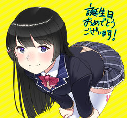  black_hair black_jacket blazer blush bow bowtie braid brown_cardigan cardigan cardigan_vest clover female french_braid hair_ornament hairclip jacket nijisanji open_clothes open_jacket pink_bow pink_bowtie plaid plaid_skirt school_uniform skirt solo thighhighs tsukino_mito tsukino_mito_(1st_costume) ushio_(tanatana) virtual_youtuber white_bow white_thighhighs 