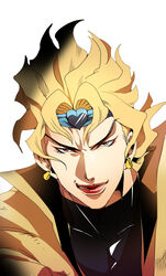  1boy bad_id bad_pixiv_id blonde_hair commentary_request dio_brando highres jojo_no_kimyou_na_bouken lipstick makeup male_focus red_eyes solo stardust_crusaders tazawa_(odamura) 