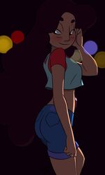  aeolus06 blush brown_hair female looking_back shorts steven_universe stevonnie stevonnie_(steven_universe) 