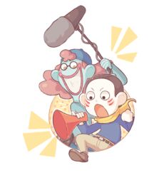  2boys ad_youkai backwards_hat bad_id bad_pixiv_id baseball_cap boom_microphone cosplay costume_switch grin hat kflamingo lips male_focus megaphone microphone mister_movien multiple_boys open_mouth role_reversal scarf smile transparent_background yellow_scarf youkai_(youkai_watch) youkai_watch 