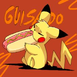  absurd anthro big_mouth_(anatomy) digital_media_(artwork) food generation_1_pokemon hot_dog looking_pleasured male microsoft_paint_(artwork) nintendo pikachu pokemon pokemon_(species) solo unknown_artist 