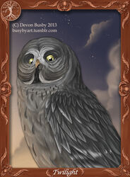  ambiguous_gender avian bird bubsyart cloud feathers feral great_grey_owl grey_body grey_feathers guardians_of_ga&#039;hoole hi_res looking_down owl picture_frame sky solo star strix_(genus) true_owl twilight_(gogh) yellow_eyes 