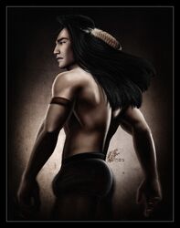  1boy ass back back_view black_hair black_underwear brown_background bulge butt disney feather feather_in_hair human human_only kawena kocoum long_hair long_hair_male male male_focus male_only melanin muscles muscular muscular_male native_american native_american_male pocahontas pose posing side_profile solo solo_focus solo_male standing underwear underwear_only 