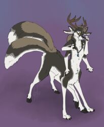  2_tails 3_toes 4_arms 4_ears 5_fingers 6_legs after_transformation antlers black_body black_claws black_fur black_hooves black_nose brown_antlers canid canid_taur canine canine_taur claws cloven_hooves countershade_arms countershade_face countershade_tail countershade_torso countershading deer deer_taur feet finger_claws fingers fox fox_taur fur gradient_background grey_body grey_fur hi_res hooves horn hybrid hybrid_taur inner_ear_fluff jewelry looking_at_self male mammal mammal_taur monotone_antlers monotone_horn multi_arm multi_ear multi_leg multi_limb multi_tail multicolored_body multicolored_ears multicolored_fur multifur necklace one_leg_up pawpads paws pink_pawpads purple_background raised_leg sevten simple_background solo standing tail tan_body tan_fur taur toe_claws toes tuft two_tone_ears vixthefox white_body white_countershading white_fur white_inner_ear_fluff yellow_eyes 