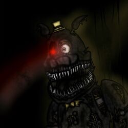  1:1 animatronic bear five_nights_at_freddy&#039;s five_nights_at_freddy&#039;s_4 glowing glowing_eyes hi_res io8044 lagomorph leporid machine mammal nightmare_(fnaf) rabbit robot scottgames solo 