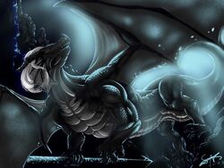  2014 4:3 claws detailed_background digital_media_(artwork) dragon feral hair horn membrane_(anatomy) membranous_wings mythological_creature mythological_scalie mythology open_mouth scalie shadownight456 tail teeth tongue white_hair wings 