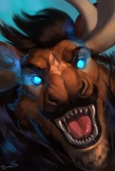  anthro antlers blue_eyes bodily_fluids deer diffuse_moose dimonis hi_res horn male mammal moose new_world_deer saliva sharp_teeth solo teeth were weredeer weremoose werenew_world_deer 