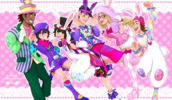  2girls 4boys animal_ears big_hero_6 brothers bunny_ears cap dark_skin disney easter easter_egg fred_(big_hero_6) glasses gogo_tomago hat high_heels hiro_hamada honey_lemon marvel multiple_boys multiple_girls siblings tadashi_hamada top_hat wasabi-no-ginger 