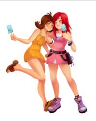  2girls achi brown_hair final_fantasy final_fantasy_viii kairi kingdom_hearts kingdom_hearts_ii multiple_girls red_hair selphie_tilmitt short_hair square_enix 