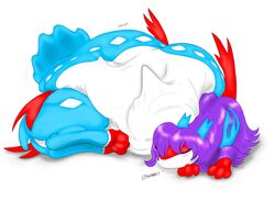  alternate_species belly bulge closed_eyes feet fusion generation_3_pokemon heartman98 latias legendary_pokemon milotic nintendo overweight pokemon pokemon_(species) reptile scalie sleeping snake swollen vore 