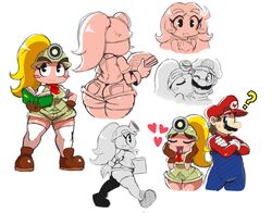  alternate_species ass big_butt blush blush_stickers book bottomwear breasts clothed clothing duo facial_hair female female_on_human fully_clothed goomba goombella hat headgear headwear heart_symbol hi_res holding_book holding_object hotpants human humanized kissing kissing_cheek male male/female mammal mario mario_bros medium_breasts moustache multiple_images nintendo not_furry paper_mario question_mark rear_view short_stack shorts solo sssonic2 text text_on_clothing text_on_hat text_on_headwear walking 