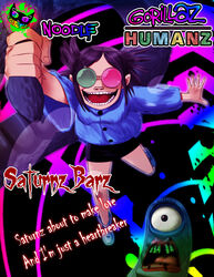  1_eye ambiguous_gender clothed clothing duo english_text female float ghost gorillaz human human_focus lips madness male mammal monster noodle_(gorillaz) not_furry not_furry_focus pinup pose poster saturnz_barz silent-sid_1992 solo_focus spirit text 