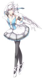  bad_id bad_pixiv_id ballet_slippers bare_shoulders black_pantyhose choker elbow_gloves female frills gloves hair_ribbon jewelry necklace pantyhose personification pokemon pokemon_wings ribbon shikkoku_neko short_hair skirt solo swanna tiptoes white_background white_footwear white_gloves white_hair white_skirt white_wings wings yellow_eyes 