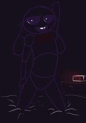  anthro biped bombay_(artist) clock eyelashes featureless_crotch female five_nights_at_freddy&#039;s half-closed_eyes kneeling lagomorph leporid looking_at_viewer machine mammal narrowed_eyes open_mouth rabbit robot scottgames solo watch weaver_bonnie 