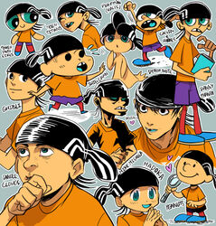  acid_(pixiv3855425) animification aoki_ume_(style) aqua_eyes bad_id bad_pixiv_id beanie bill_watterson_(style) black_hat book calvin_&amp;_hobbes character_name charles_schulz_(style) closed_mouth copyright_name crayon_shin-chan daniel_clowes_(style) danny_phantom dc_comics death_note ed_edd_n_eddy edd_(ed_edd_n_eddy) grey_background hands_up hat heart holding holding_book holding_magnifying_glass looking_up magnifying_glass mahou_shoujo_madoka_magica mahou_shoujo_madoka_magica_(anime) male_focus mike_mignola_(style) missing_tooth multiple_boys multiple_drawing_challenge multiple_persona multiple_style_parody obata_takeshi_(style) orange_shirt parody peanuts_(comic) photoshop_(medium) pokemon pokemon_(creature) powerpuff_girls ralts shirt shoes simple_background smile studio_ghibli studio_ghibli_(style) style_parody teen_titans usui_yoshito_(style) walking 