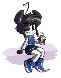  2015 anthro bear better_version_at_source beverage black_hair bottomwear clothing female footwear giant_panda grin hair heart_eyes heart_symbol hoodie jacket ken_ashcorp kenny_(kenashcorp) legwear mammal miniskirt one_eye_closed shoes short_hair simple_background sitting skirt smile sneakers soda solo stockings topwear wink zwimmy 