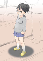  bad_id bad_pixiv_id black_hair brown_eyes female glasses j7w original short_hair solo_focus 