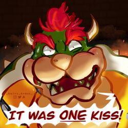  1:1 2020 2_horns anthro armband blush bodily_fluids bowser dialogue english_text green_shell hair hi_res horn kairy_draws koopa looking_at_viewer male mario_bros nintendo open_mouth red_eyes red_hair scales scalie sharp_teeth shell shout solo speech_bubble sweat sweatdrop talking_to_viewer tan_body tan_horn tan_scales teeth text white_body white_scales yellow_body yellow_scales 