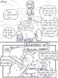  3:4 anthro avian bird electronics english_text female fish grape-kun group headphones hululu human kemono_friends male mammal marine monochrome penguin text the_truth unknown_artist 