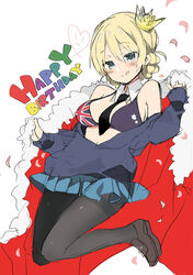  :q araki_kanao australian_flag_bikini australian_flag_print bad_id bad_pixiv_id bare_shoulders between_breasts bikini bikini_top_only black_footwear black_necktie black_pantyhose blonde_hair blue_eyes blue_skirt blue_sweater braid breasts closed_mouth clothes_pull collar commentary_request crown darjeeling_(girls_und_panzer) detached_collar english_text female flag_print full_body girls_und_panzer happy_birthday heart jumping licking_lips loafers long_sleeves looking_at_viewer medium_breasts miniskirt necktie off_shoulder pantyhose petals photoshop_(medium) pleated_skirt print_bikini robe school_uniform shirt_pull shoes short_hair skirt smile solo st._gloriana&#039;s_school_uniform sweater swimsuit tied_hair tongue tongue_out twin_braids union_jack_bikini_top white_collar wing_collar 