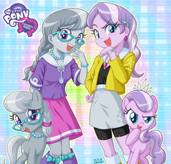  2013 accessory blue_eyes bracelet clothing crown cutie_mark diamond_tiara_(eg) diamond_tiara_(mlp) ear_piercing earth_pony equestria_girls equid equine eyewear female feral friendship_is_magic glasses grey_hair group hair hair_accessory hairpin hasbro headgear horse human jewelry mammal multicolored_hair my_little_pony necklace piercing pink_hair pony purple_eyes silver_spoon_(eg) silver_spoon_(mlp) standing tiara two_tone_hair uotapo white_hair young young_female young_feral young_human 