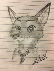  canid canine clothed clothing disney fox foxxo hi_res male mammal nick_wilde nikkoriart pencil_(disambiguation) pyocolaxsama zootopia 