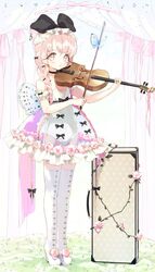  armband bad_id bad_pixiv_id beamed_eighth_notes boots bow braid bug butterfly butterfly_wings case choker dress eighth_note female flower full_body hairbow hat highres insect_wings instrument long_hair looking_at_viewer musical_note original pink_eyes pink_hair plant quarter_note see-through solo standing thigh_boots thighhighs tonito treble_clef twin_braids very_long_hair vines violin white_footwear wings zettai_ryouiki 