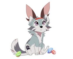  absurd_res alpha_channel blue_body blue_fur canid canine cristalwolf567 digital_media_(artwork) easter egg female feral fox fur hi_res holidays mammal purple_eyes simple_background solo 