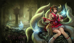  :d ahri_(league_of_legends) alternate_hairstyle animal_ears bad_cghub_id bad_id black_hair bow braid breasts bug butterfly dynasty_ahri facial_mark fangs female fox_ears fox_tail frilled_skirt frills hair_bun hair_ornament hair_stick hair_up half-closed_eyes hitodama holding knees_together_feet_apart korean_clothes league_of_legends leg_warmers long_sleeves looking_at_viewer medium_breasts multiple_tails nature official_alternate_costume open_mouth outdoors ribbon rock sash signature single_hair_bun sitting skirt smile solo stone_lantern swept_bangs taemin_park tail tassel tree whisker_markings white_legwear yellow_eyes 