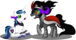  2015 absurd_res alpha_channel duo equid equine feral friendship_is_magic hasbro hi_res horn king_sombra_(mlp) male mammal my_little_pony mythological_creature mythological_equine mythology shining_armor_(mlp) simple_background theshadowstone transparent_background unicorn 