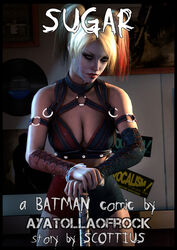  3d ayatollaofrock batman:_arkham_knight batman_(series) blonde_hair cleavage dc female harley_quinn harley_quinn_(arkham) harley_quinn_(arkham_knight) leather superhero twintails 