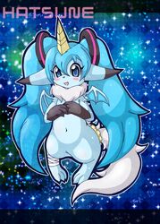  alternate_species anthro blue_body blue_eyes blue_fur blue_hair blush dragon female fur furrification hair hatsune_miku hi_res kemono long_hair mythological_creature mythological_scalie mythology open_mouth otama scalie solo tail twintails vocaloid 