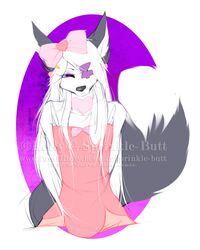  akukun anthro arctic_fox avoid_posting bow_(disambiguation) canid canine clothing eyeshadow femboy fluffy fox hi_res kill-la-kill makeup male mammal nui purple_eyes solo sprinkle-butt true_fox 