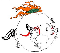  2009 amaterasu_(okami) ambiguous_gender bodily_fluids canid canine canis capcom clover_studio deity duo feral fur hectorthewolf immobile issun_(okami) mammal morbidly_obese morbidly_obese_ambiguous morbidly_obese_feral obese obese_ambiguous obese_feral okami_(capcom) overweight overweight_ambiguous overweight_feral sphere sweat sweatdrop white_body white_fur wolf 