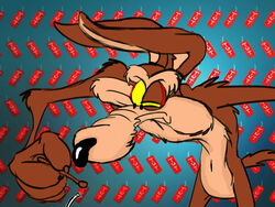  4_fingers abstract_background anthro belly bent_over biped black_eyes black_nose brown_body brown_fur canid canine canis claws colored countershade_torso countershading coyote digital_drawing_(artwork) digital_media_(artwork) dynamite ears_front explosives eyebrows finger_claws fingers frown fur holding_match holding_matchstick looney_tunes male mammal match matchstick narrowed_eyes navel nude one_eye_closed pecs pinup pose raised_tail shaded simple_background solo squint standing stevethedragon string tail tan_belly tan_body tan_eyebrows tan_fur teal_background tnt warner_brothers wile_e._coyote yellow_sclera 